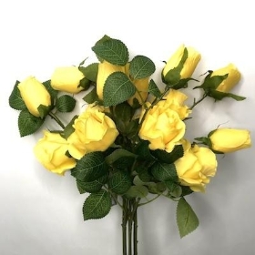 Yellow Rose & Bud Bundle 50cm