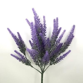 Purple Flocked Lavender Stem 58cm
