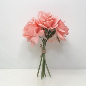 Pink Coral Rose Spray 26cm