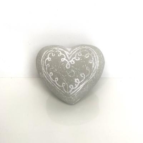 Grey Stone Ceramic Heart 7cm
