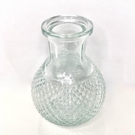 Clear Glass Textured Bottle Vase 11cm