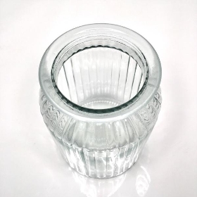 Clear Glass Ribbed Vase 14cm