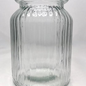 Clear Glass Ribbed Vase 14cm