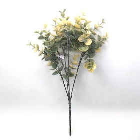 Yellow Flocked Eucalyptus Bush 35cm