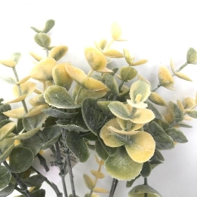 Yellow Flocked Eucalyptus Bush 35cm