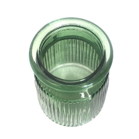 Green Oscar Vase Ribbed Thin 12cm