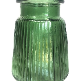 Green Oscar Vase Ribbed Thin 12cm