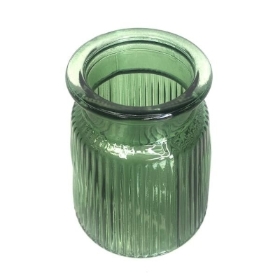 Green Oscar Vase Ribbed Thin 12cm