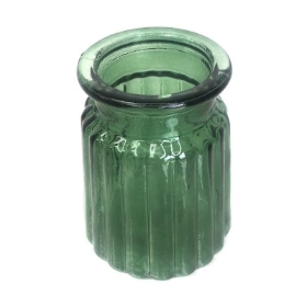 Green Oscar Vase Wide Ribbed 12cm
