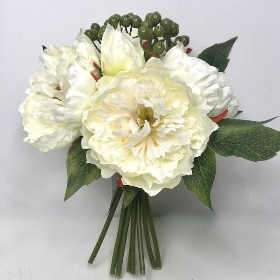 Ivory Peony And Green Berry Bundle 26cm