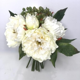 Ivory Peony And Green Berry Bundle 26cm