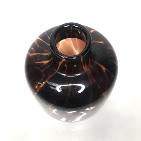 Brown Glass Mottled Vase 19cm