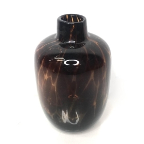 Brown Glass Mottled Vase 19cm