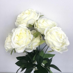 Ivory Open Rose Bush 41cm