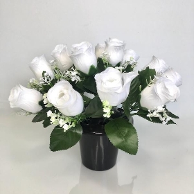 White Rose Grave Pot 24cm