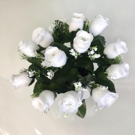 White Rose Grave Pot 24cm