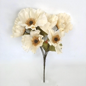 Ivory Autumn Poppy Bush 32cm