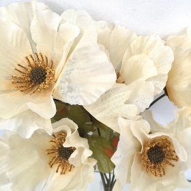 Ivory Autumn Poppy Bush 32cm