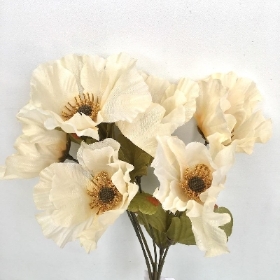 Ivory Autumn Poppy Bush 32cm