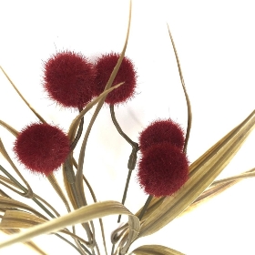 Burgundy Pom Pom Bush 34cm