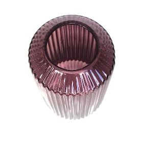 Magenta Glass Ribbed Vase 20cm