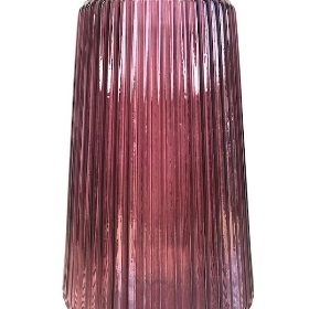 Magenta Glass Ribbed Vase 20cm