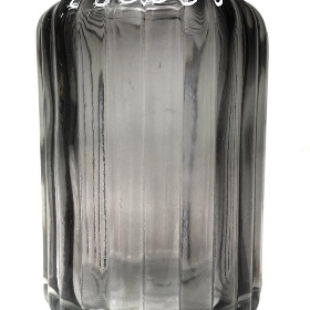 Grey Glass Ribbed Vase 10cm