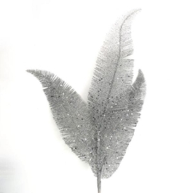 Silver Glitter Fine Fern 60cm