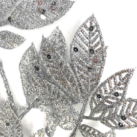 Silver Glitter Sequin Leaf 62cm