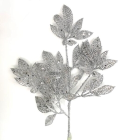 Silver Glitter Sequin Leaf 62cm