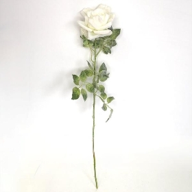 White Glitter Flocked Rose 71cm