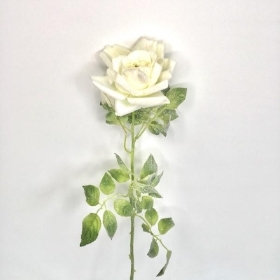 White Glitter Flocked Rose 71cm