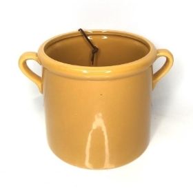 Burnt Yellow Pot With Handles 13cm