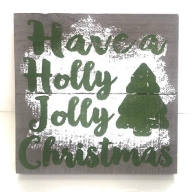 Wooden Jolly Christmas Sign 20cm