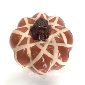 Brown Criss Cross Ceramic Pumpkin 11cm