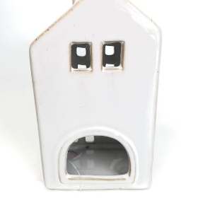 White Ceramic Tealight House 18cm