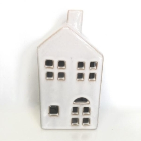 White Ceramic Tealight House 18cm