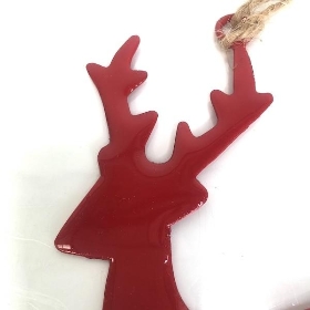 Red Enamel Hanging Reindeer 14cm