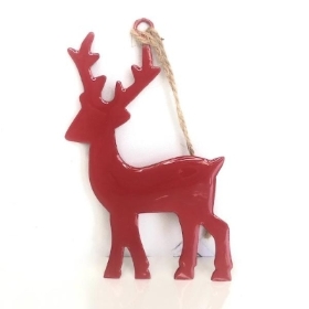 Red Enamel Hanging Reindeer 14cm