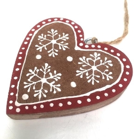 Red Hanging Wooden Heart 7cm