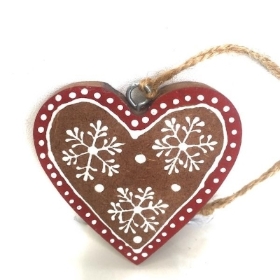 Red Hanging Wooden Heart 7cm