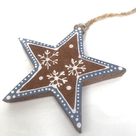 Grey Hanging Wooden Star 9cm