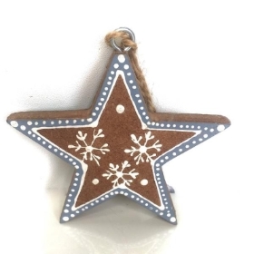 Grey Hanging Wooden Star 9cm