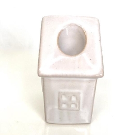 White Ceramic House Candle Holder 10cm