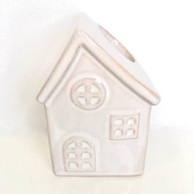 White Ceramic House Candle Holder 10cm