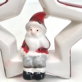 Ceramic Star With Santa 10cm