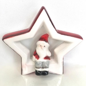 Ceramic Star With Santa 10cm