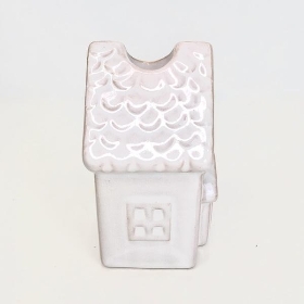 White Ceramic House Candle Holder 10cm