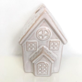 White Ceramic House Candle Holder 10cm