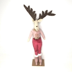 Burgundy & Pink Mr Deer 56cm